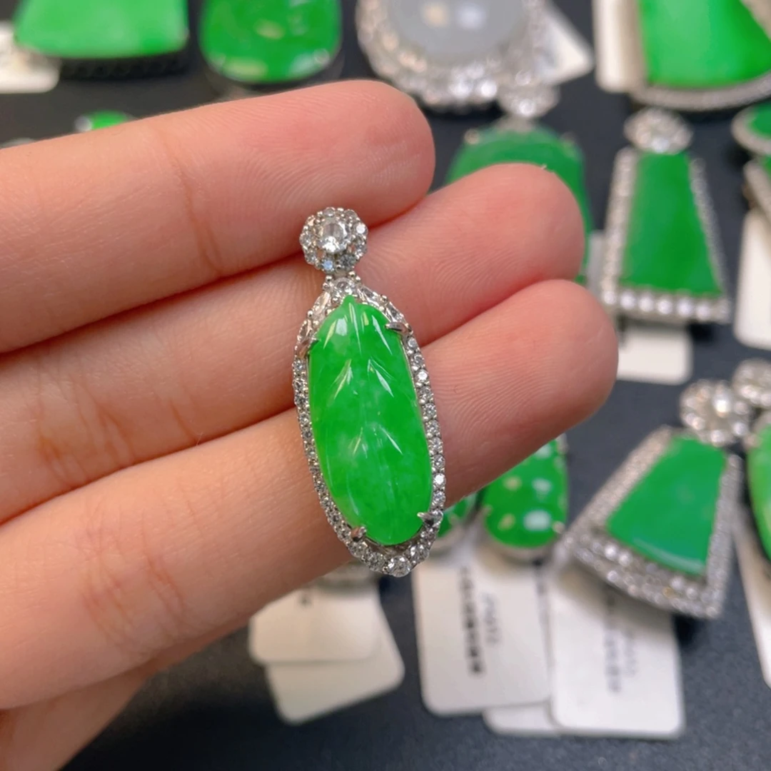 翡翠银S925镶嵌吊坠(不含链)