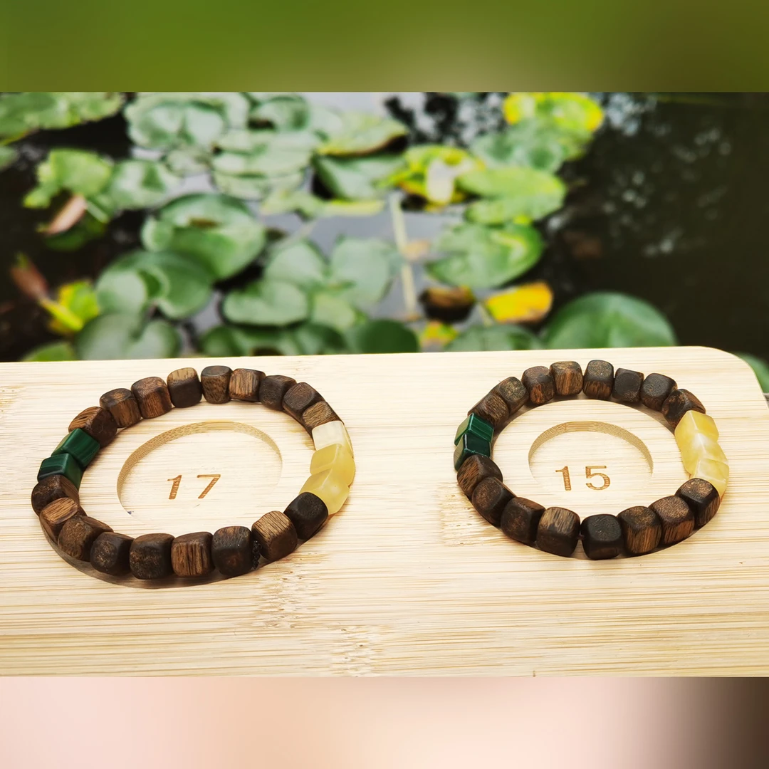 非金属木质手链 原创 品名《青玄流珠》手工方糖珠 收藏级