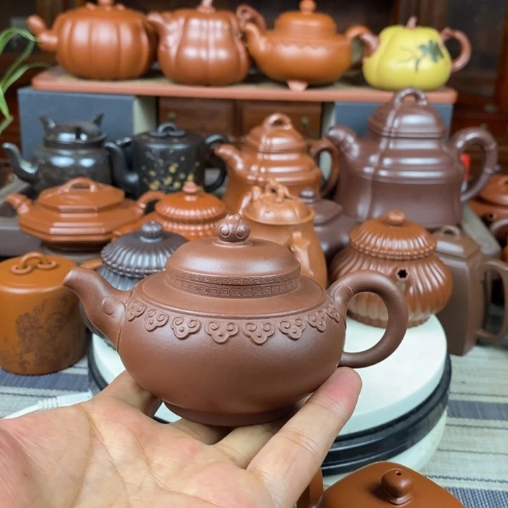 茶壶紫砂云肩如意150CC原矿老底曹青特价