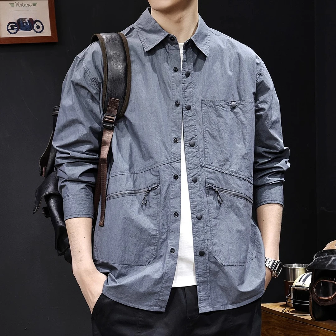 山系户外衬衫男外套长袖春季2025新款薄款衣服百搭大码春秋高级感