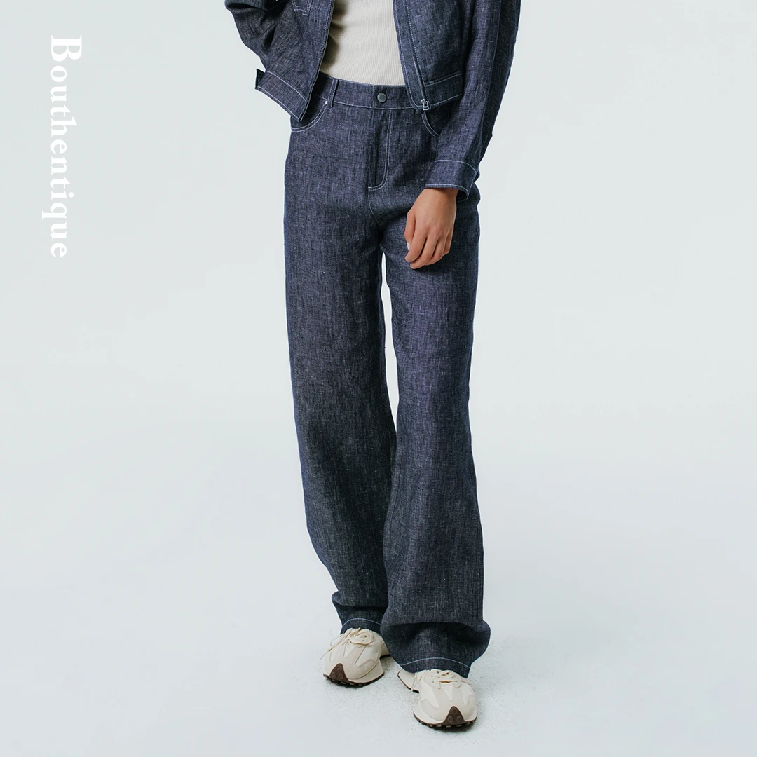 【Susie】Bouthentique28N轻捻法国亚麻裤身设计长裤224321P1L49