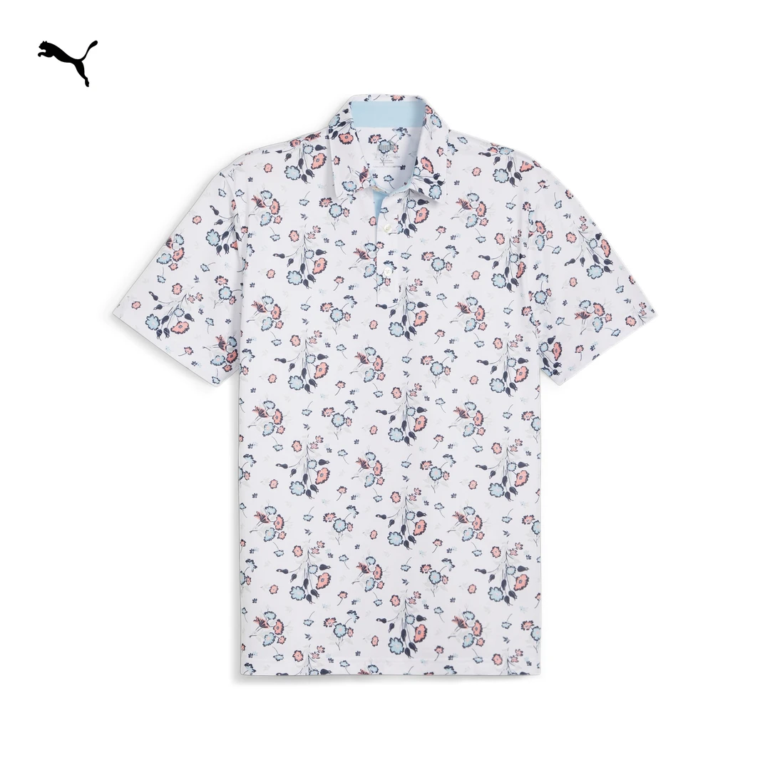 PUMA/彪马男士高尔夫高弹力印花时尚透气翻领短袖  624489