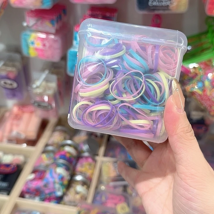 豆***7布艺非金属紫色粉色细皮筋一桶