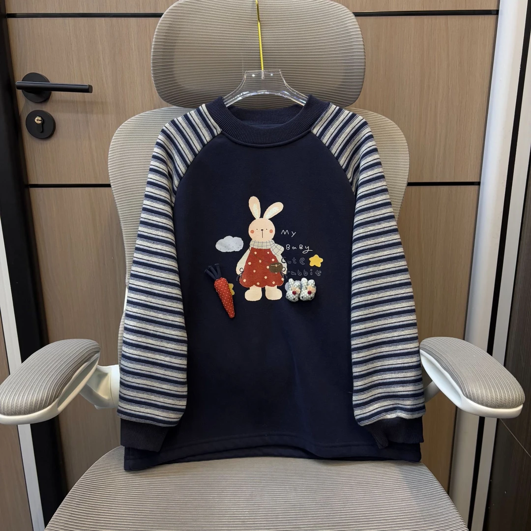 【清货】冬款韩系兔子萝卜撞色加绒女童圆领卫衣 F269 269 R