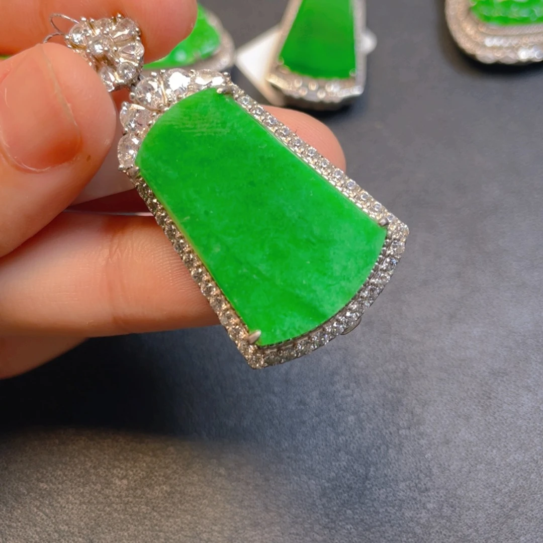 翡翠银S925镶嵌吊坠(不含链)