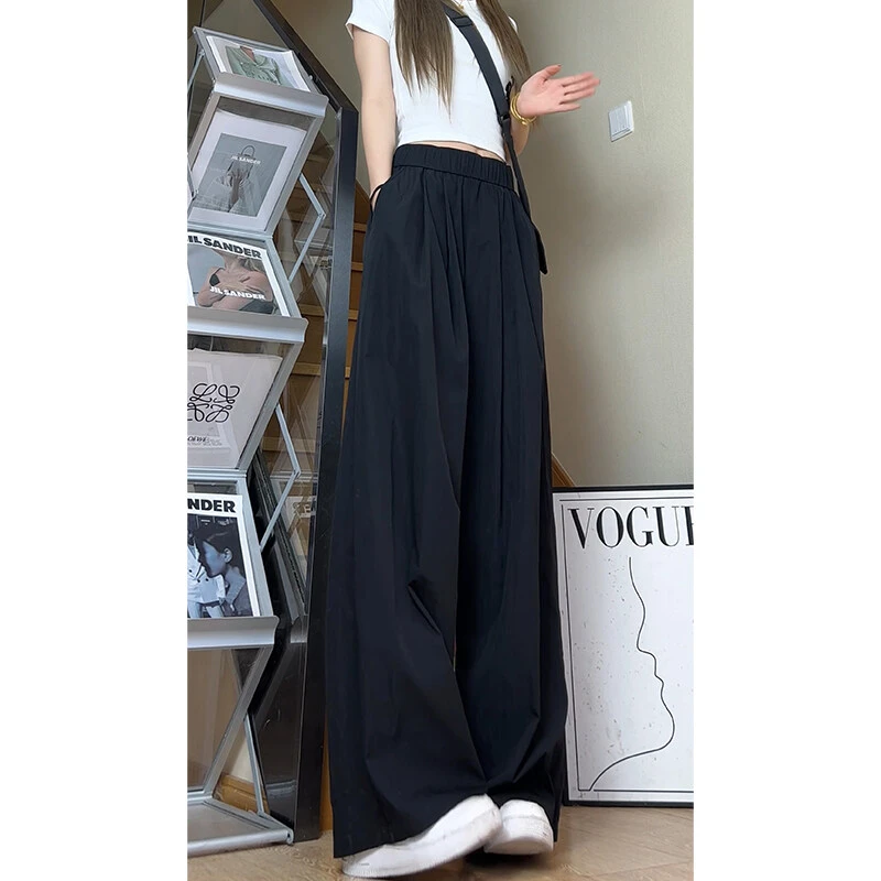 黑色裤子男2025新款夏季宽松直筒山本裤慵懒风速干冰丝阔腿休闲裤