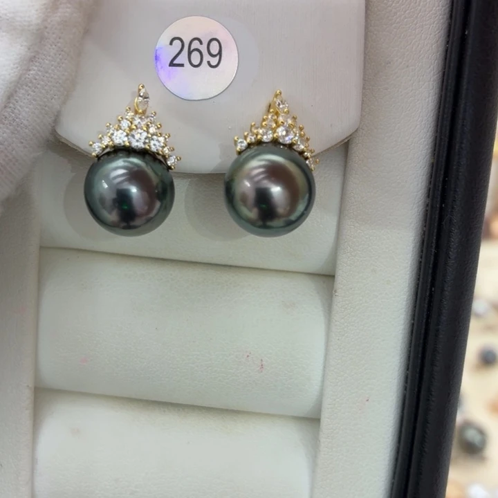 耳饰银S925镶嵌海水珍珠