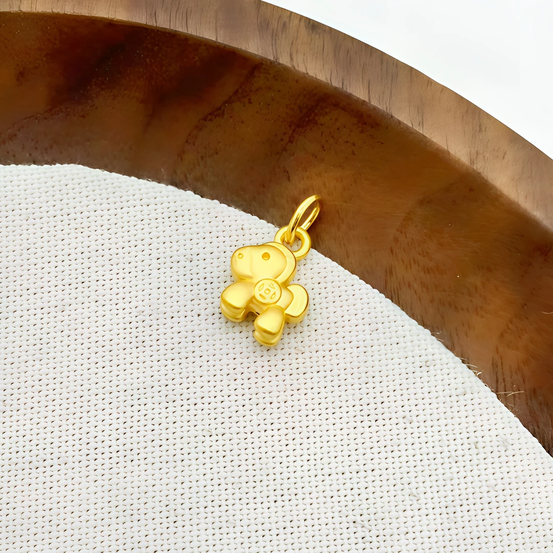 足金999 铜钱木马吊坠 0.80