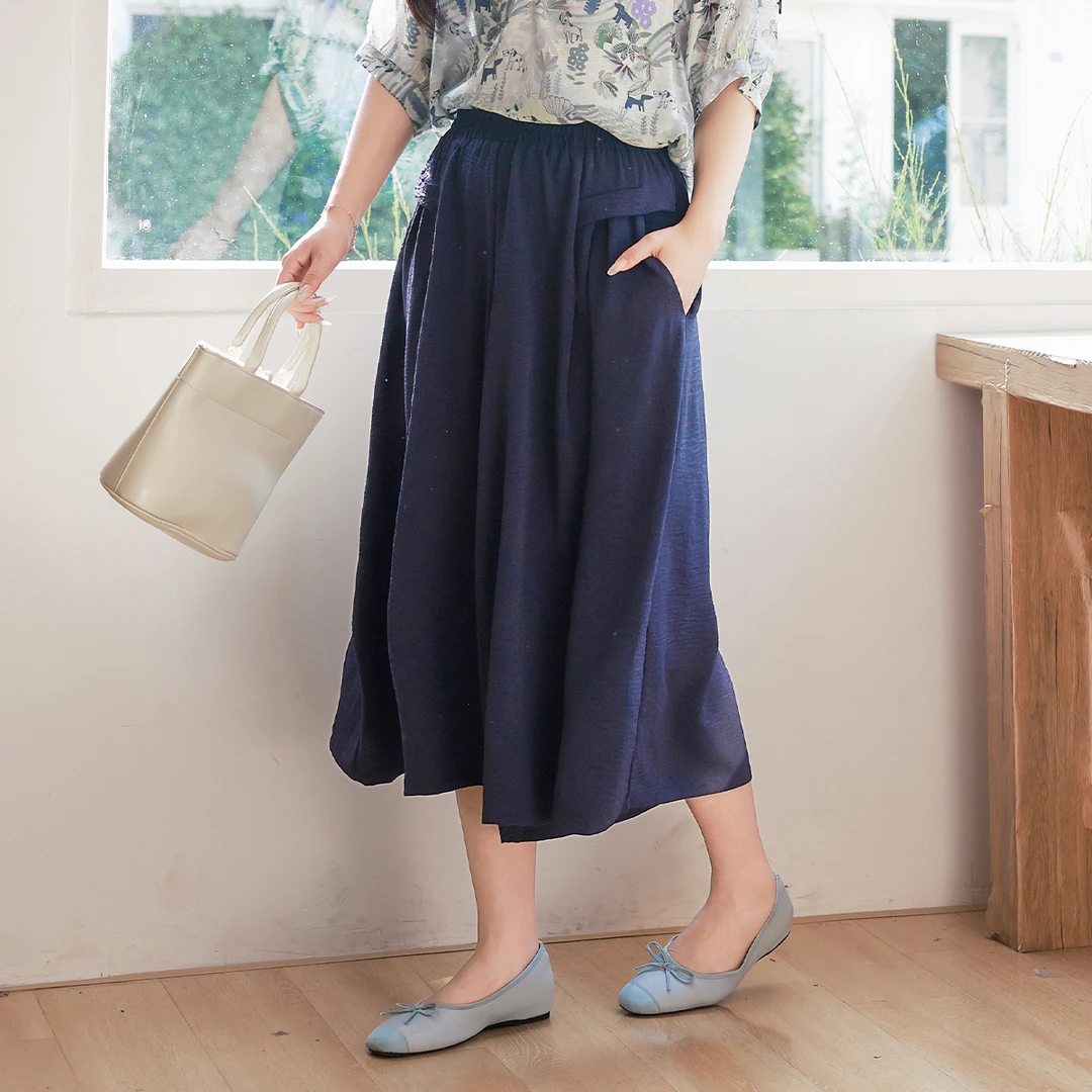 【垂感凉凉遮肉裙裤】MsShe大码女装松紧高腰七分裙裤A~M2504012