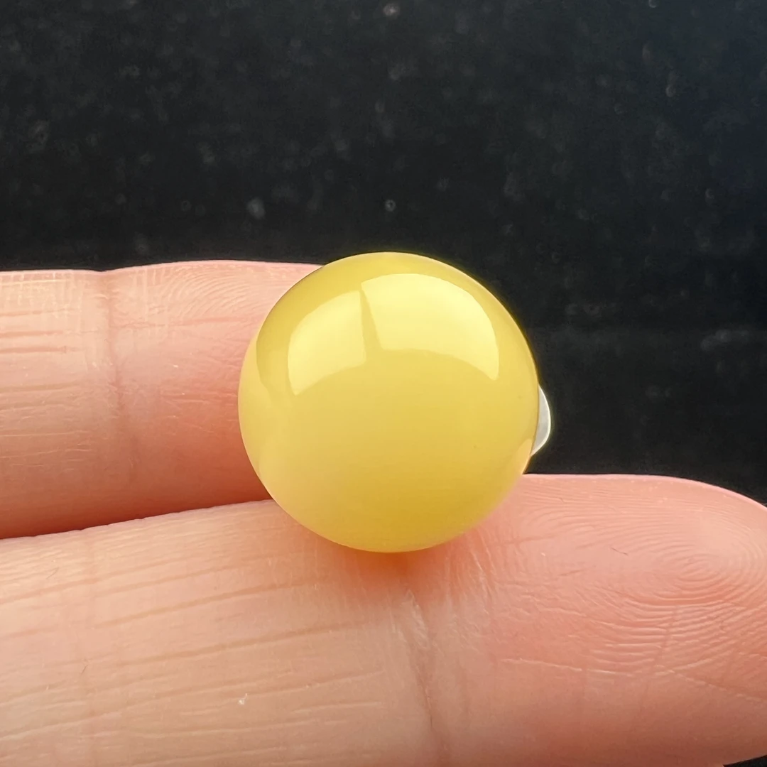 M2039天然蜜蜡 鸡油黄单珠 13.5MM 1.34克支持复检假一罚四