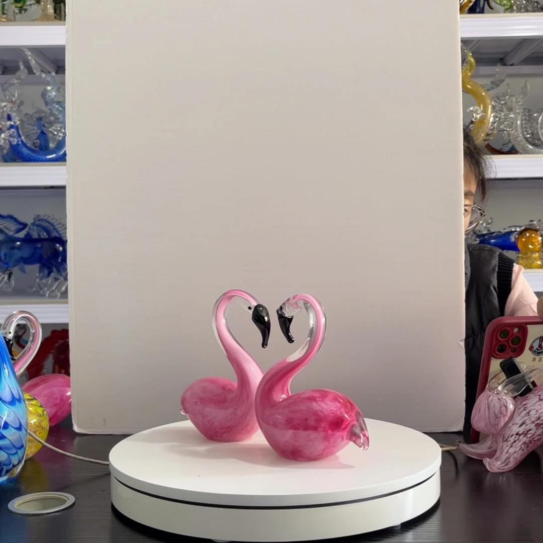 琉璃火烈鸟一对……微瑕…………………………