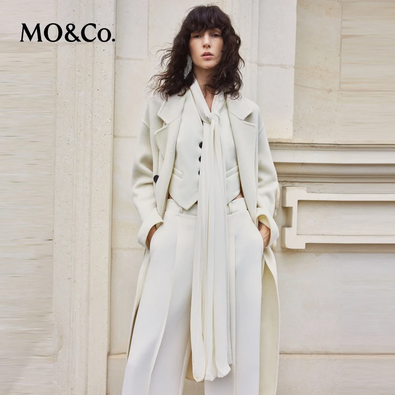【美丽诺绵羊毛】MOCO冬季双面呢大衣外套附腰带MBC4OVC021