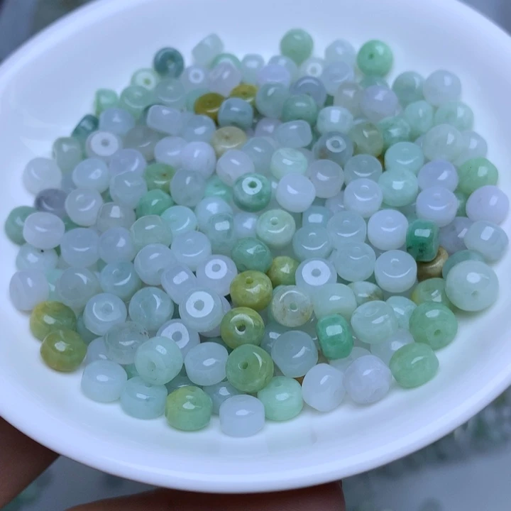翡翠散珠卡4乘6冰三彩老型50个单圈
