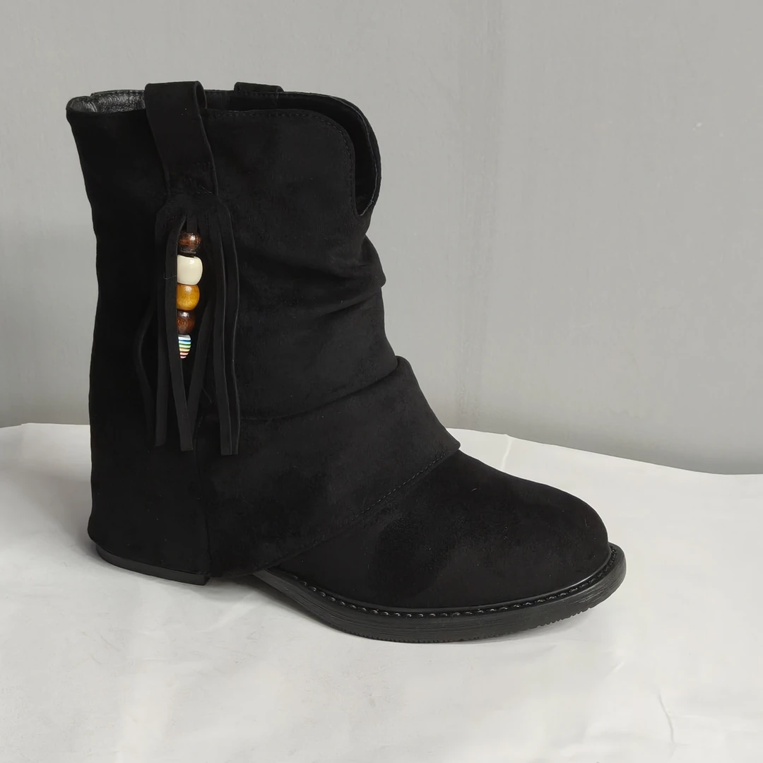 增高9cm马丁靴女2025春秋新款厚底复古中筒靴切尔西烟筒女靴子