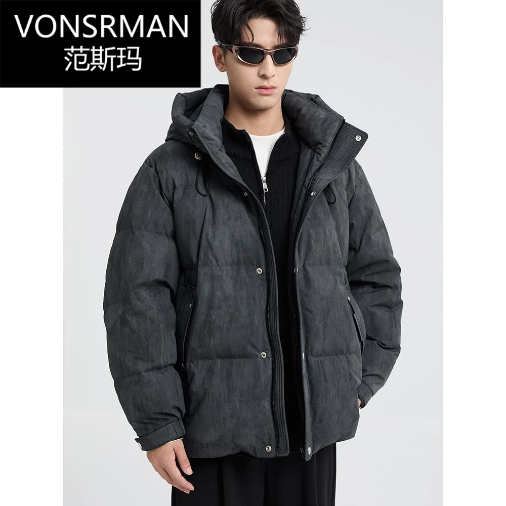 蒙口2024年情侣新款连帽短款羽绒服防风休闲保暖冬季户外男设计师