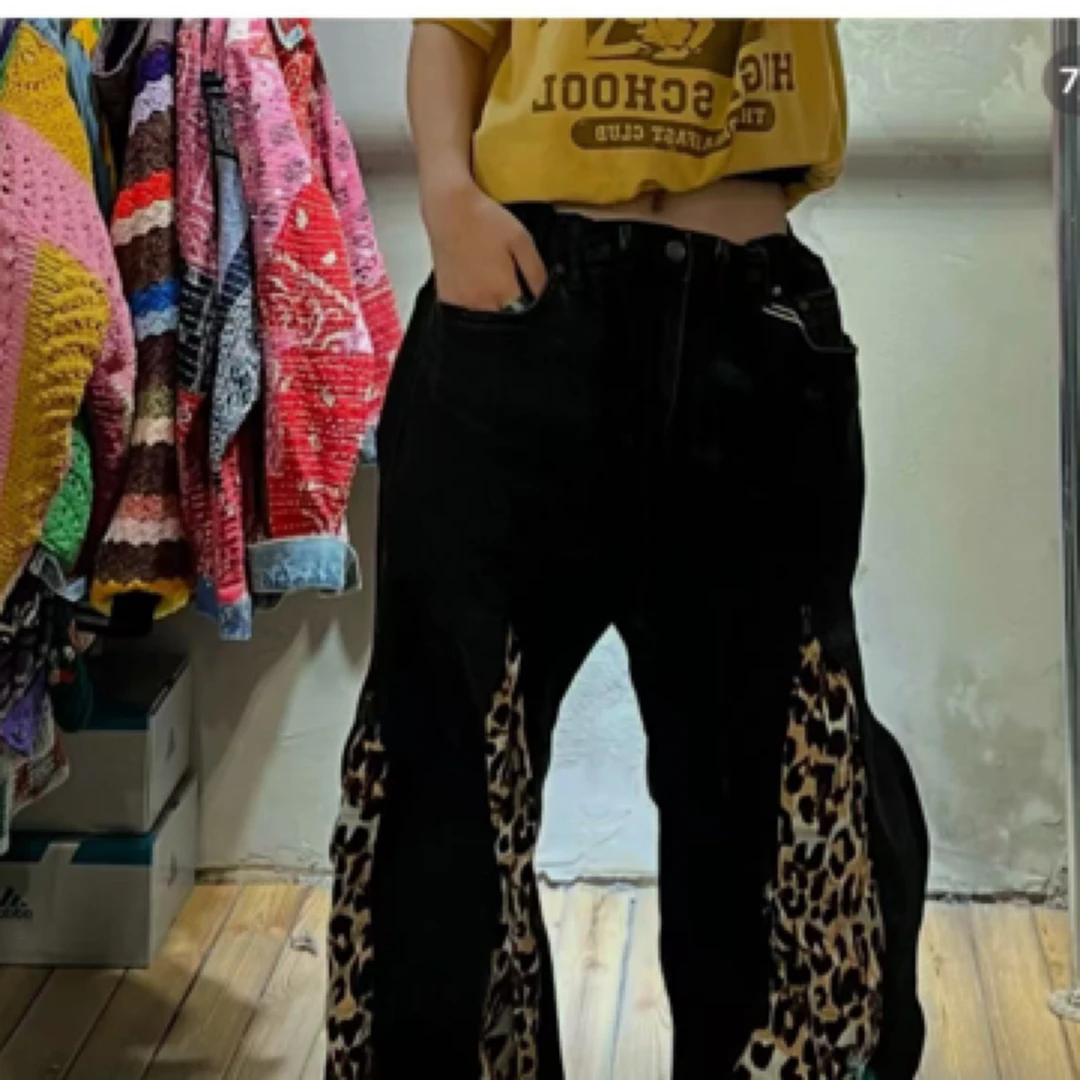 头头女装 超酷豹纹拉链拼接牛仔裤#拉链#2307