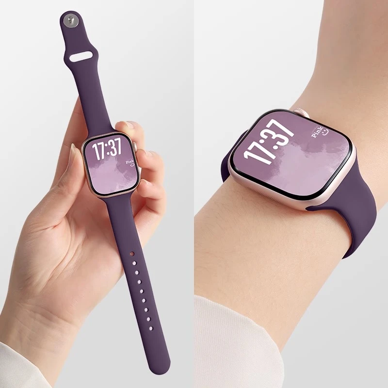 苹果手表表带s10/9/8女款高级小蛮腰硅胶运动夏日透气iwatch