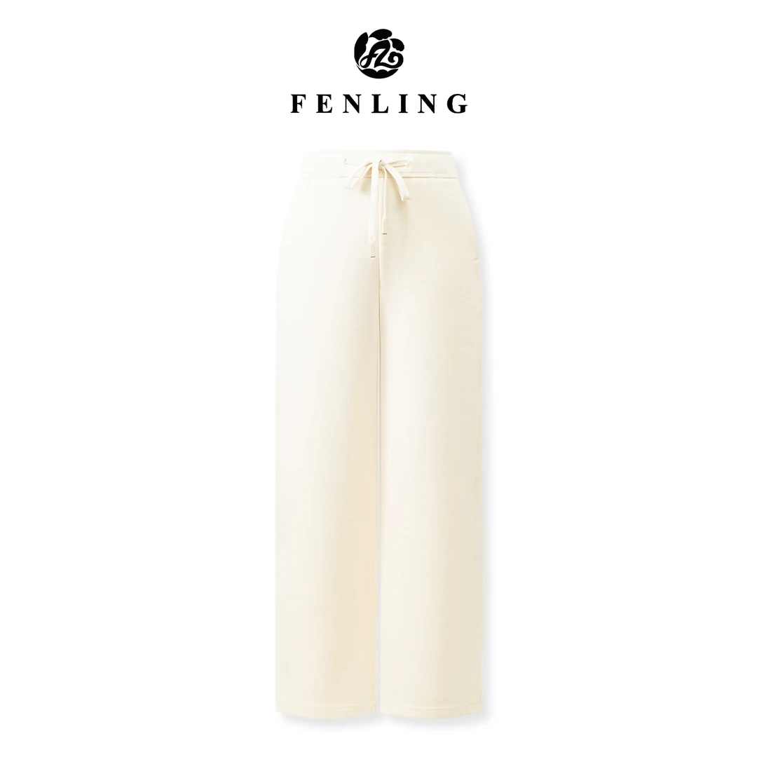 芬领-晚棠-冬季新款时尚简约牦牛绒高腰抽绳阔腿裤显瘦百搭CK427