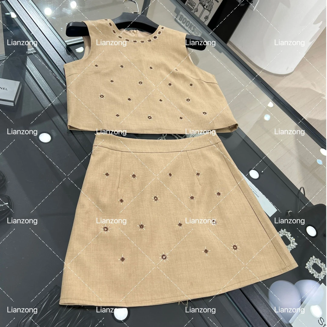 千金风法式时尚套装无袖套装吊带短裙气质百搭针织短裤小香风