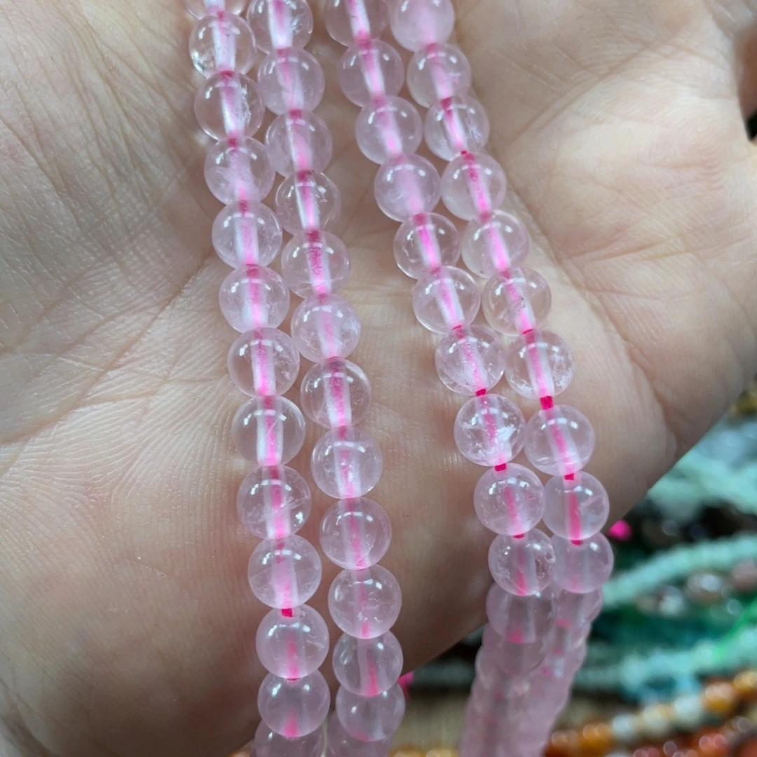 玛瑙/玉髓未镶嵌珠宝半成品粉水晶6.5mm