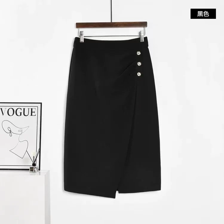 C43【专属】高腰通勤不规则开叉包臀一步裙RS-FL25AQ8036