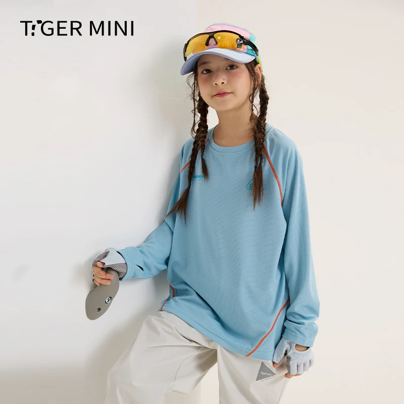 z儿童撞色休闲风圆领春秋宽松T恤女童打底衫长袖休闲男童T恤