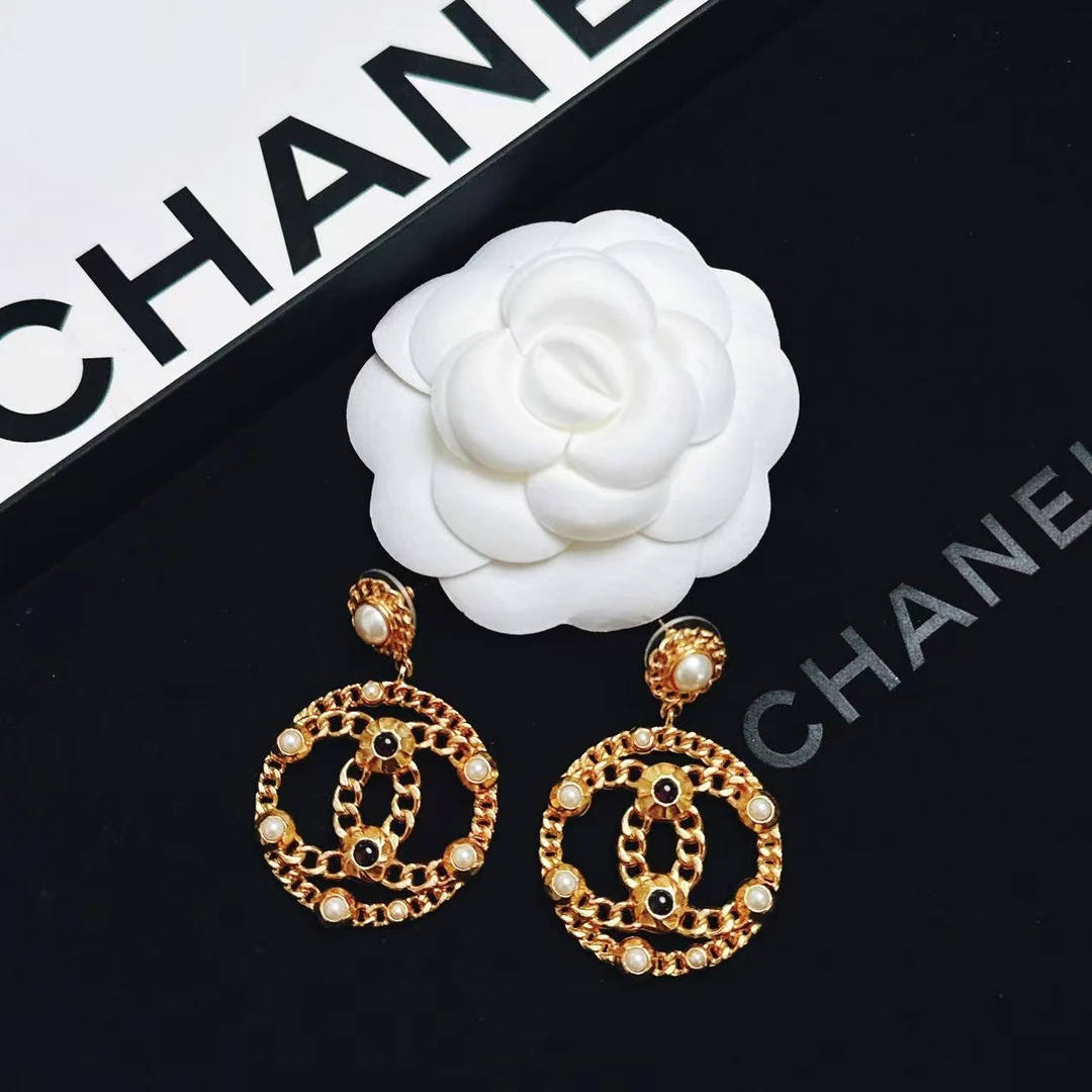 95新 Chanel/香奈儿 柚礼/香奈儿森林圆环镂空耳钉LZ502409