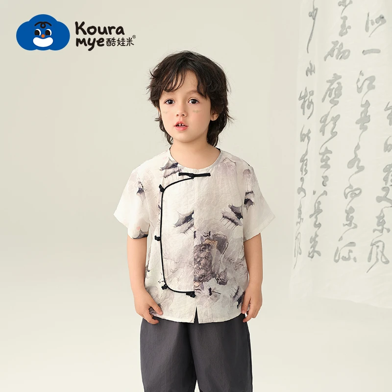 酷娃米夏季新款儿童外套中小男女童时尚民族风盘扣汉服上衣20490