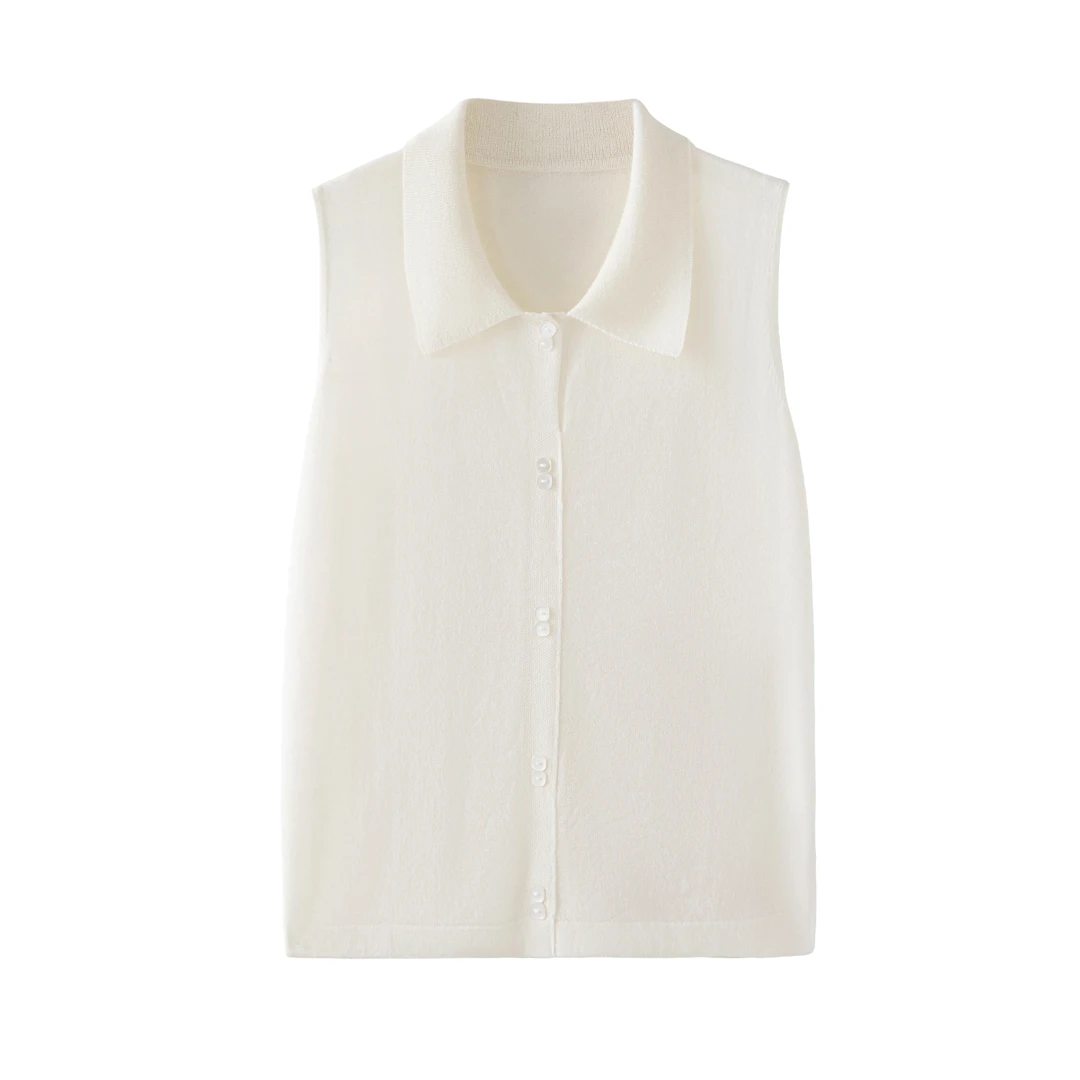 S·Y·C【叠穿神器】polo翻领精纺羊毛无袖时尚针织打底背心YM240014