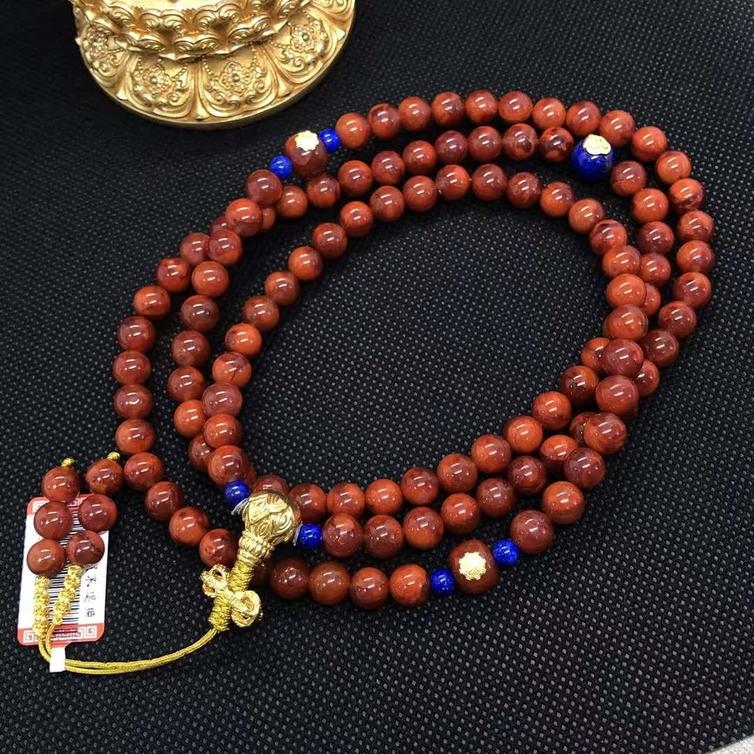 高阶收藏 18K金南红玛瑙颈饰108颗