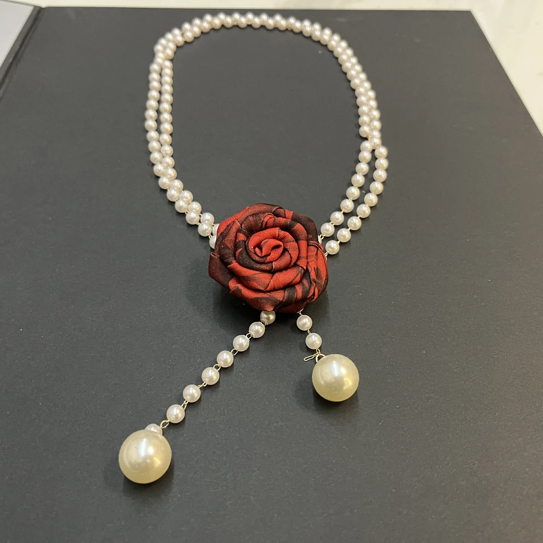 铜合金亚克力项链 香云仿珍珠项链腰链