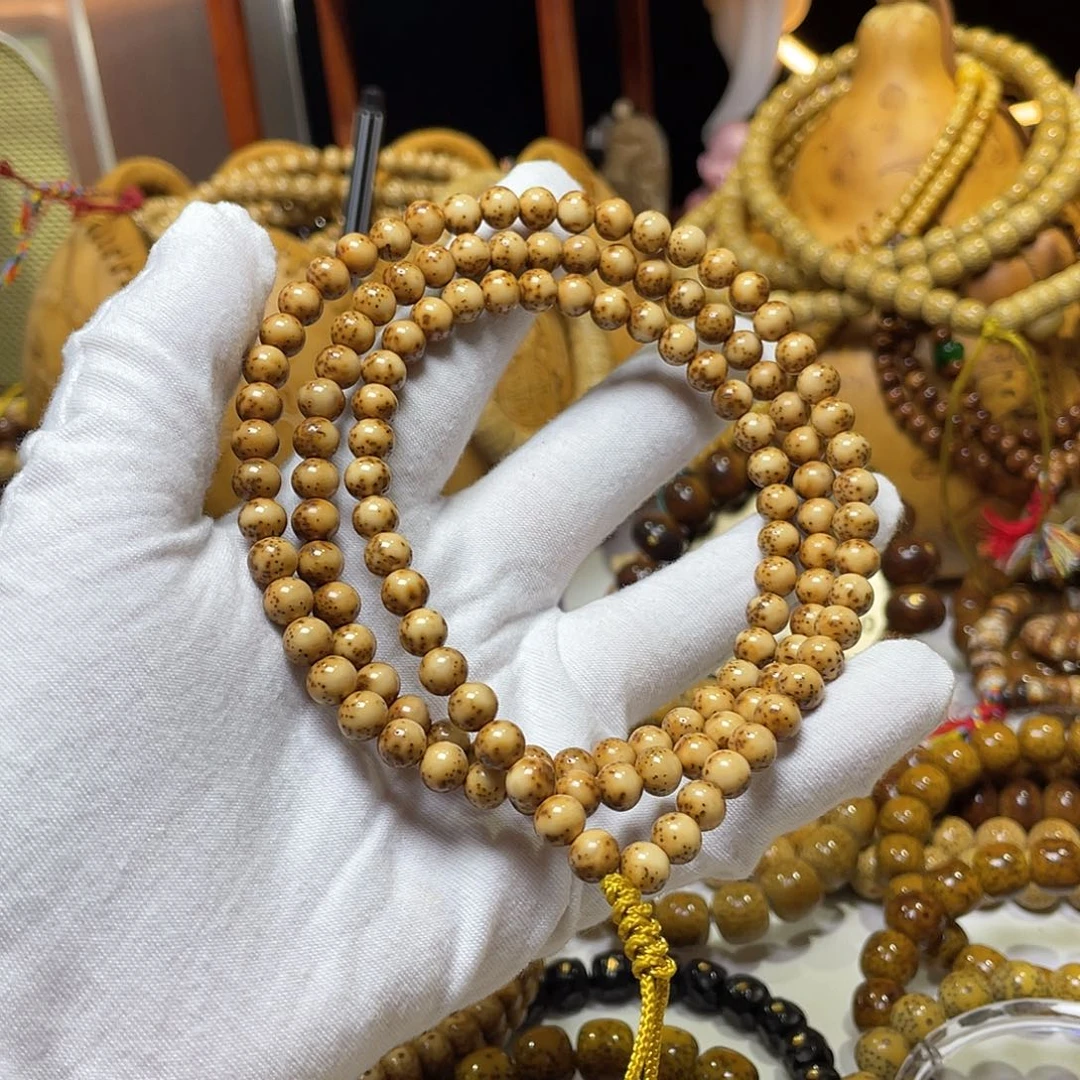 手串星月菩提圆珠陈籽金花虎皮