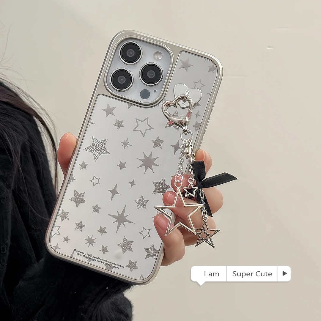 闪耀星星手机壳适用苹果16/15/14/13pro防摔电镀镜面设计