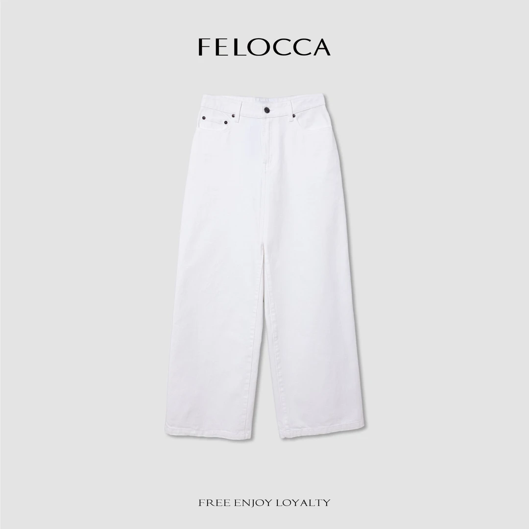 【FELOCCA】纯色显瘦休闲阔腿裤女百搭宽松直筒牛仔裤CC2621