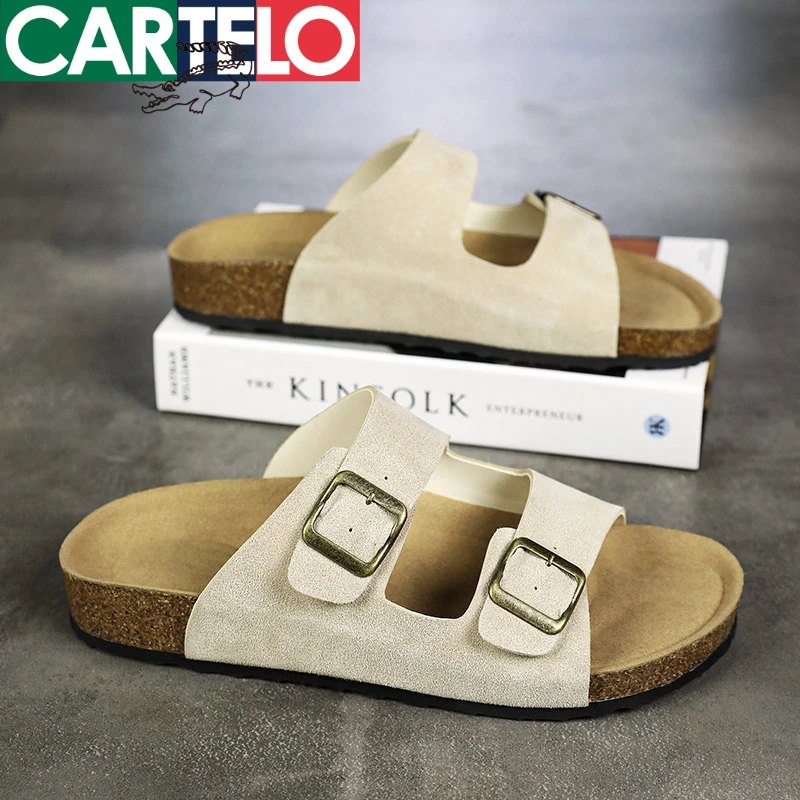 卡帝乐鳄鱼勃肯鞋男士夏季外穿防滑平底凉拖鞋休闲网红爆款凉鞋