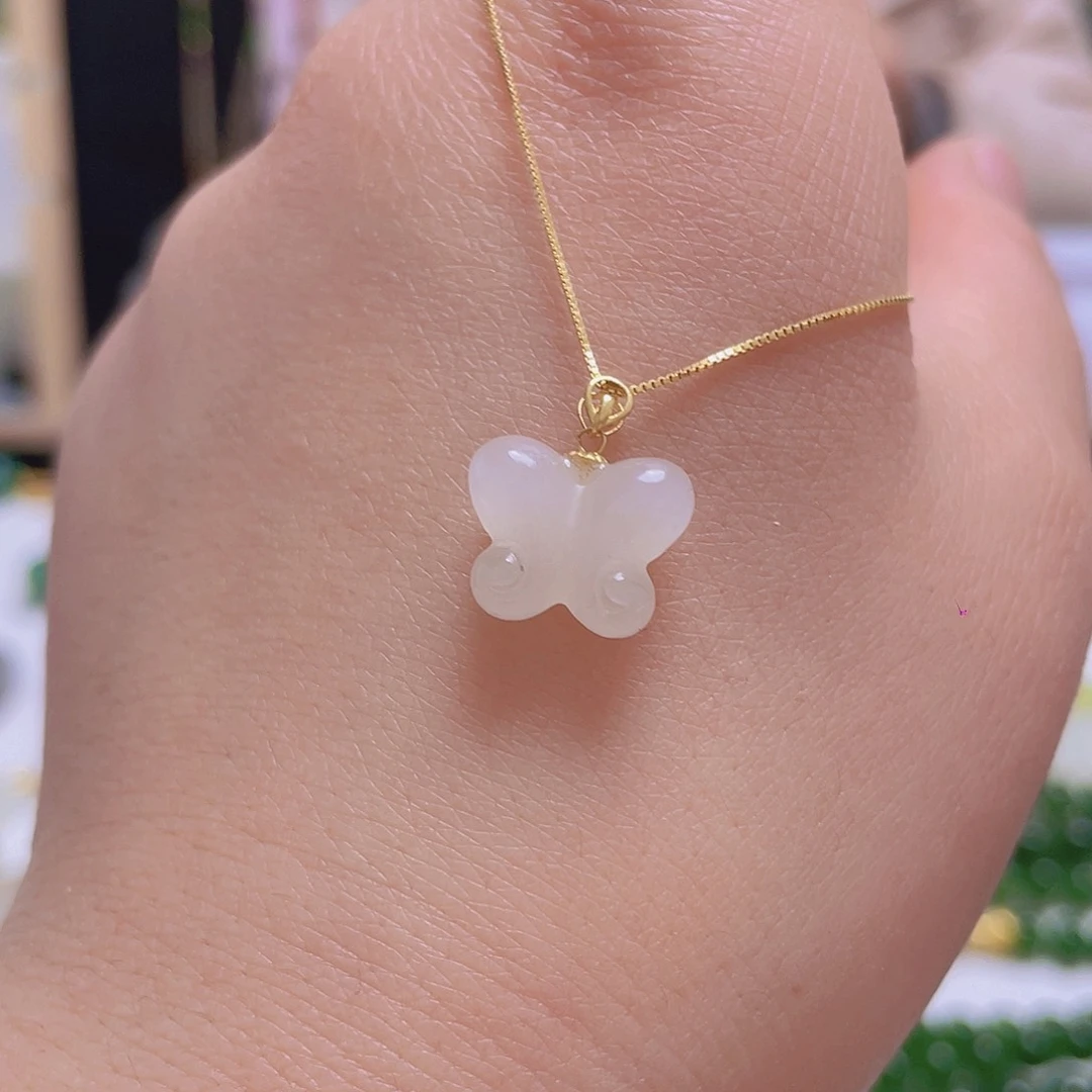 和田玉颈饰18K金镶嵌