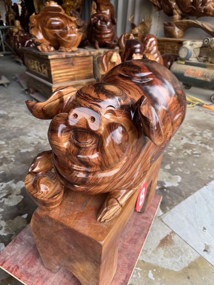 香樟木实木根雕摆件福猪 实物以直播间为准