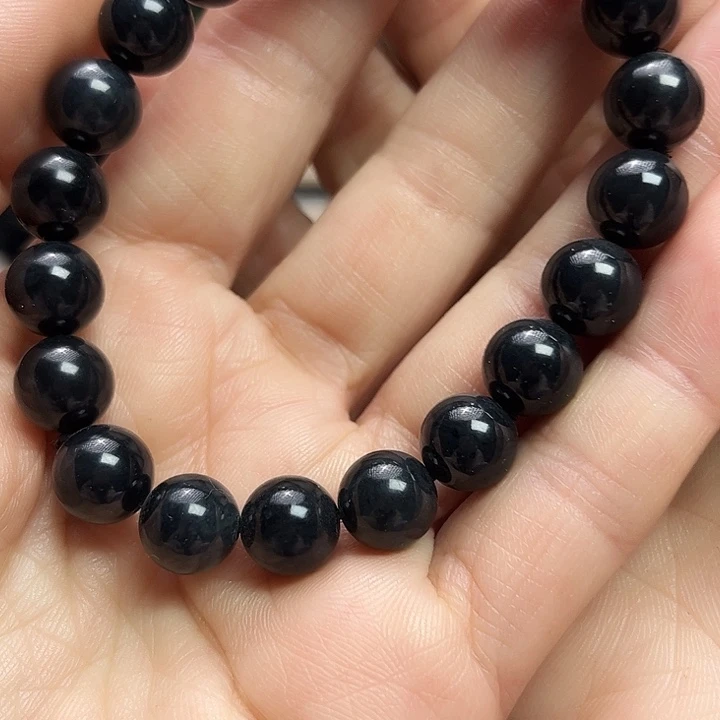 和田玉（墨玉）未镶嵌颈饰啦10圆珠