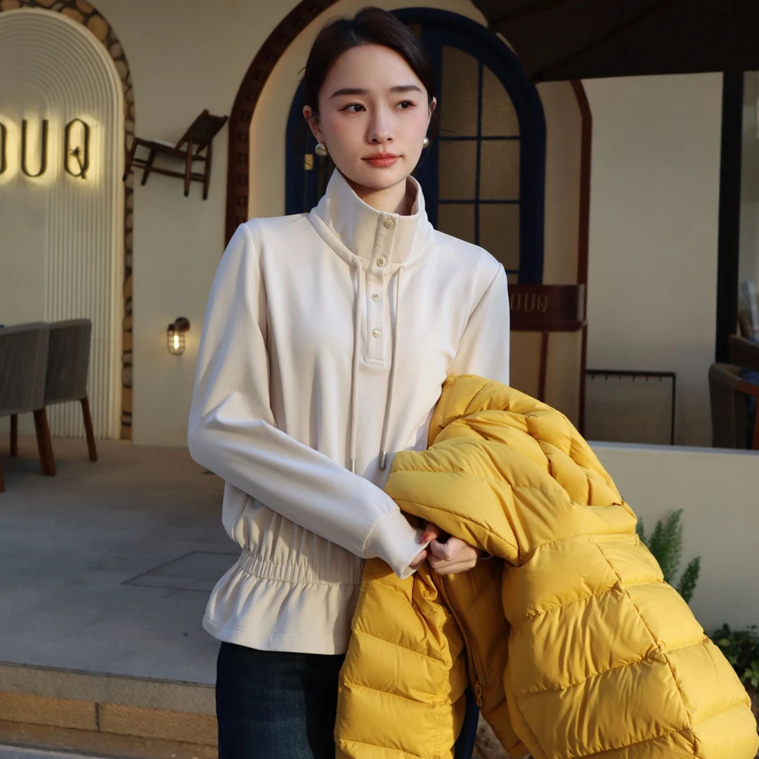 HELA AOMI “收腰卫衣”莱赛尔松紧设计自然褶裥卫衣CY5DB23627