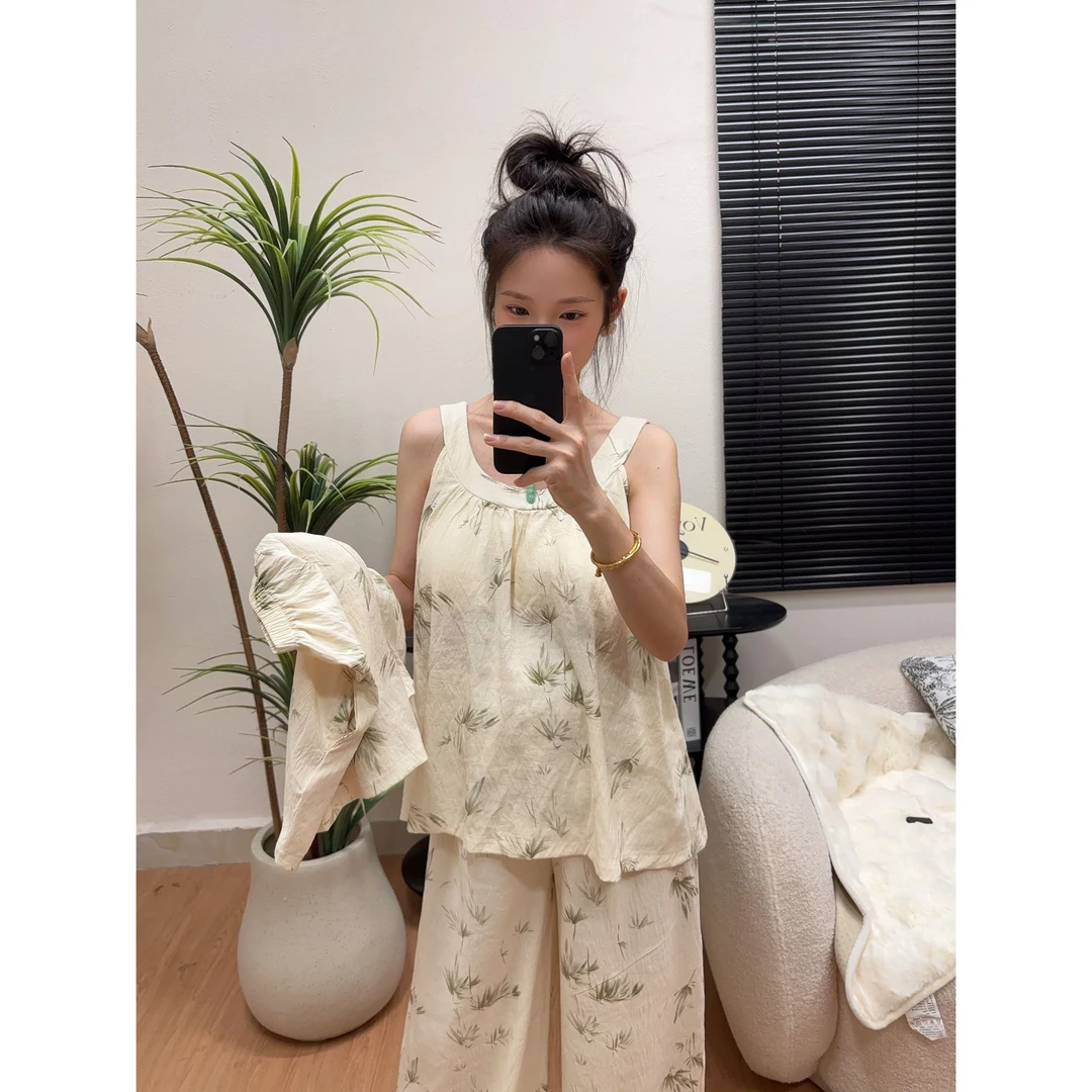 【加胸垫】新中式国风慵懒风气质吊带长裤