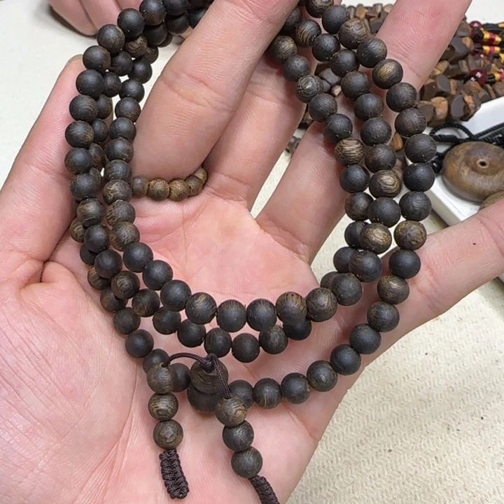 沉香木手串奇楠沉香圆珠长串0.6-18g沉水张勺子