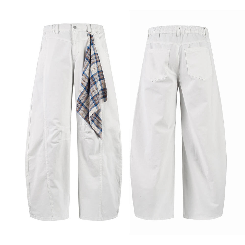 【现货+运费险】水洗白色美式秋季弯刀休闲裤男做旧宽松垂感镰刀裤