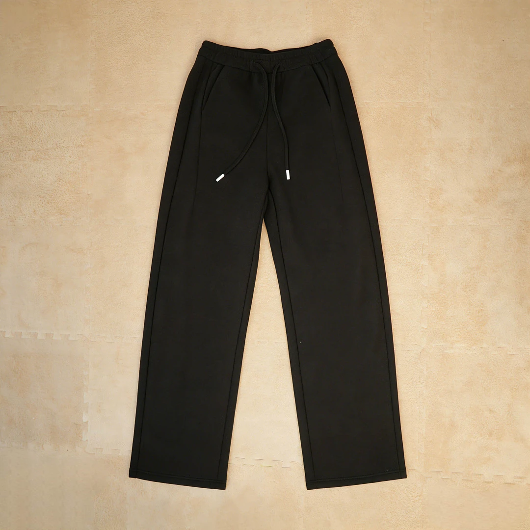 XUANXZAI【羊毛加绒直筒裤】小金条系列松紧腰长裤保暖女士255016