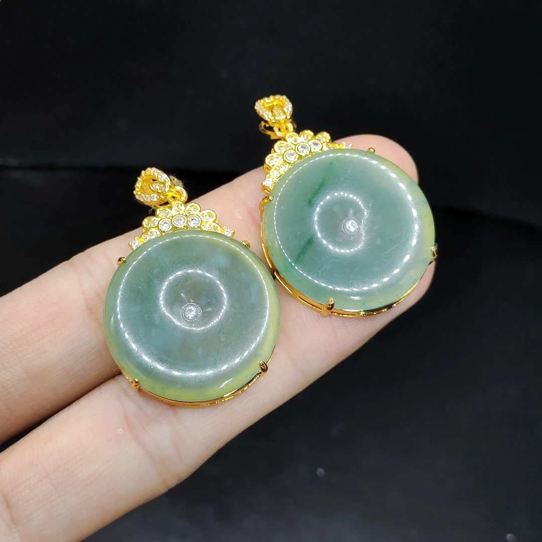 【老三珠宝】翡翠平安扣吊坠赠皮绳Z8【多样性发其一】约24-6mm