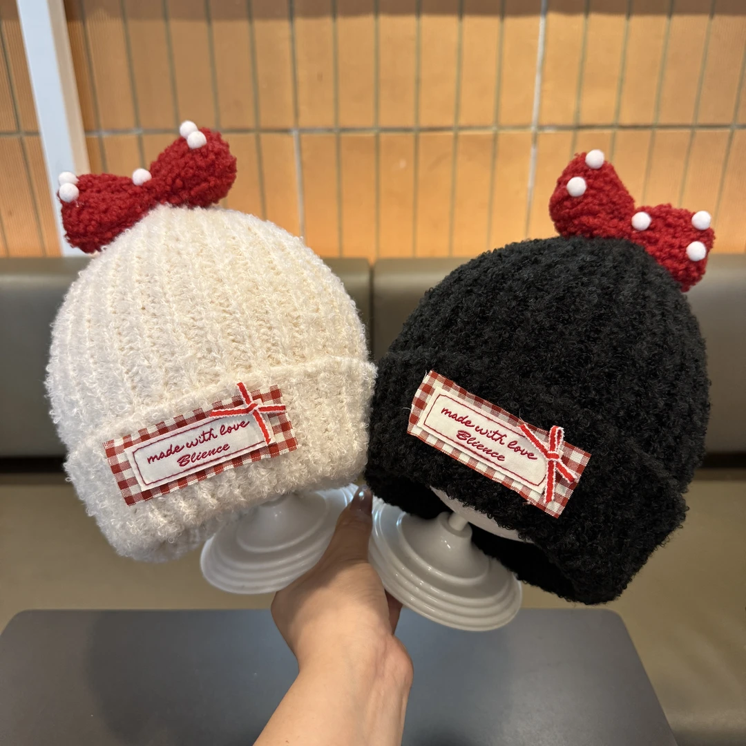 【软萌蝴蝶结】女童秋冬季洋气蝴蝶结针织帽女宝宝公主风保暖套头帽