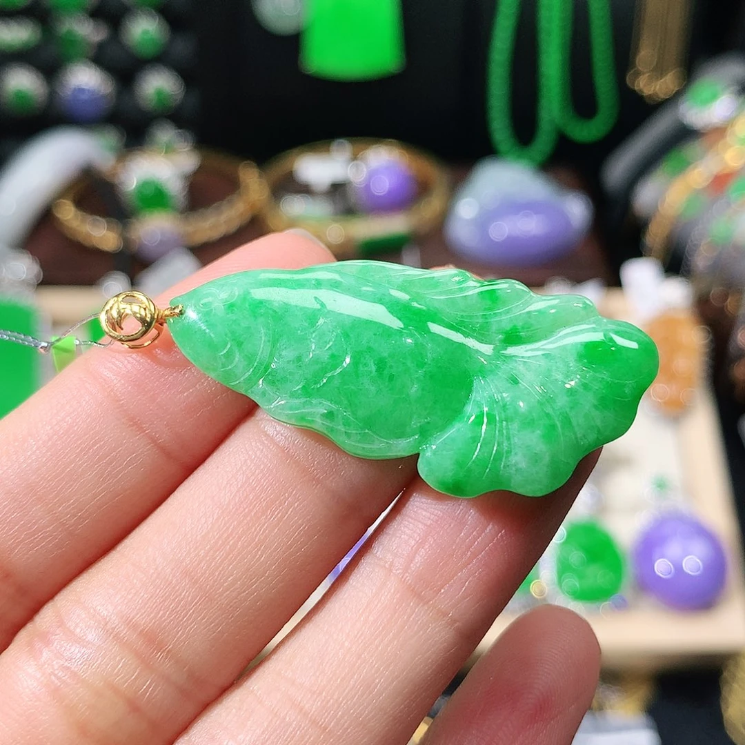 翡翠18K金镶嵌吊坠(不含链)