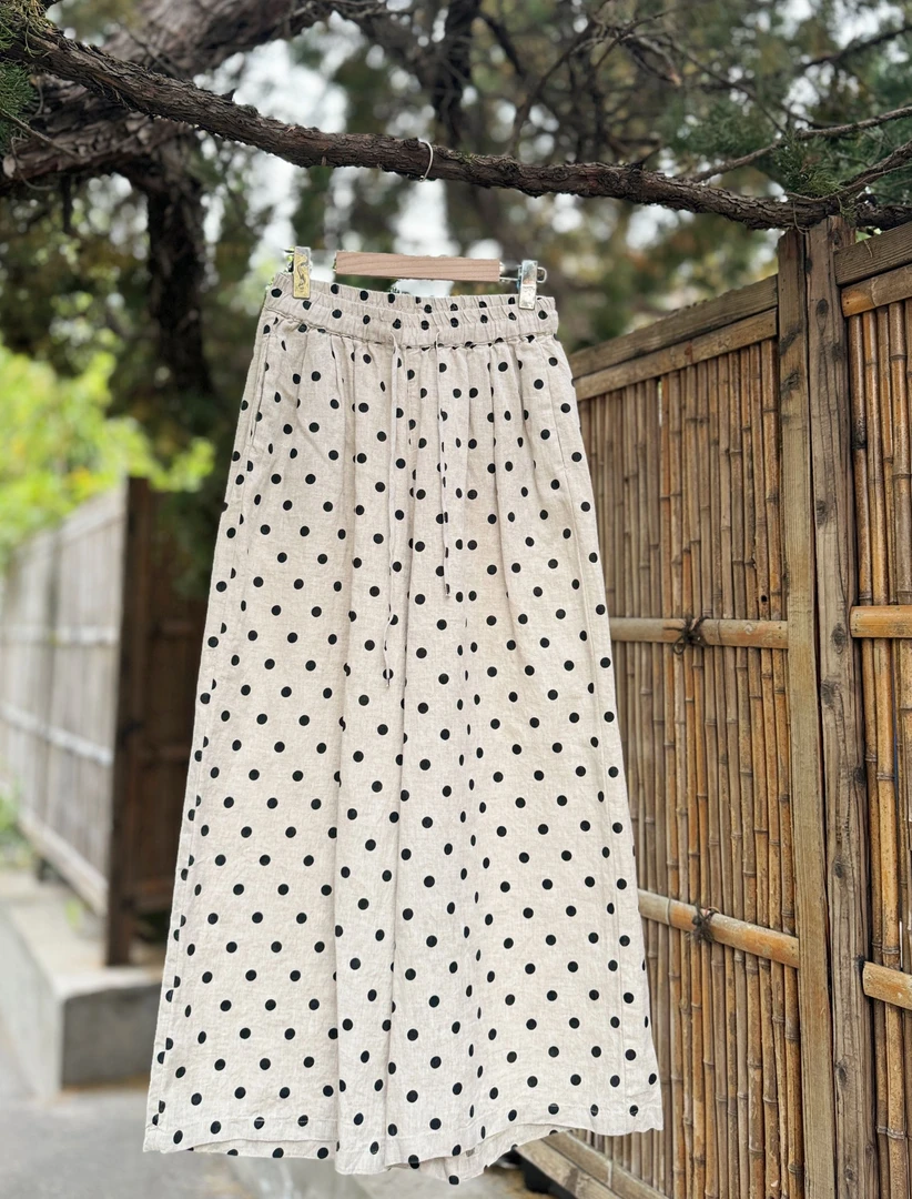 文艺舒适夏款波点阔腿裤