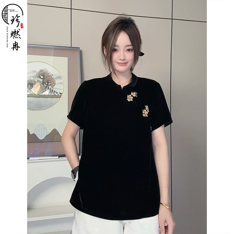 【珍珍新中式】夏季黑色复古时尚气质显瘦新中式国风上衣S-12234