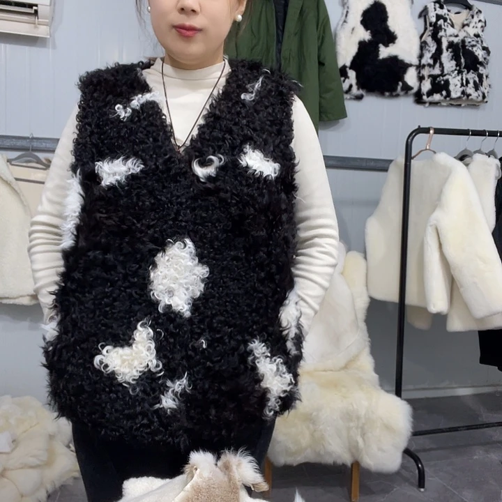 羊皮双面款羊羔皮马甲