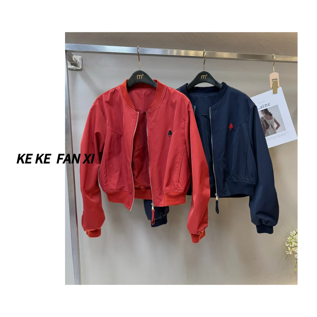 2505刺绣小伞棒球领外套春款时尚休闲百搭春季女士宽松潮流